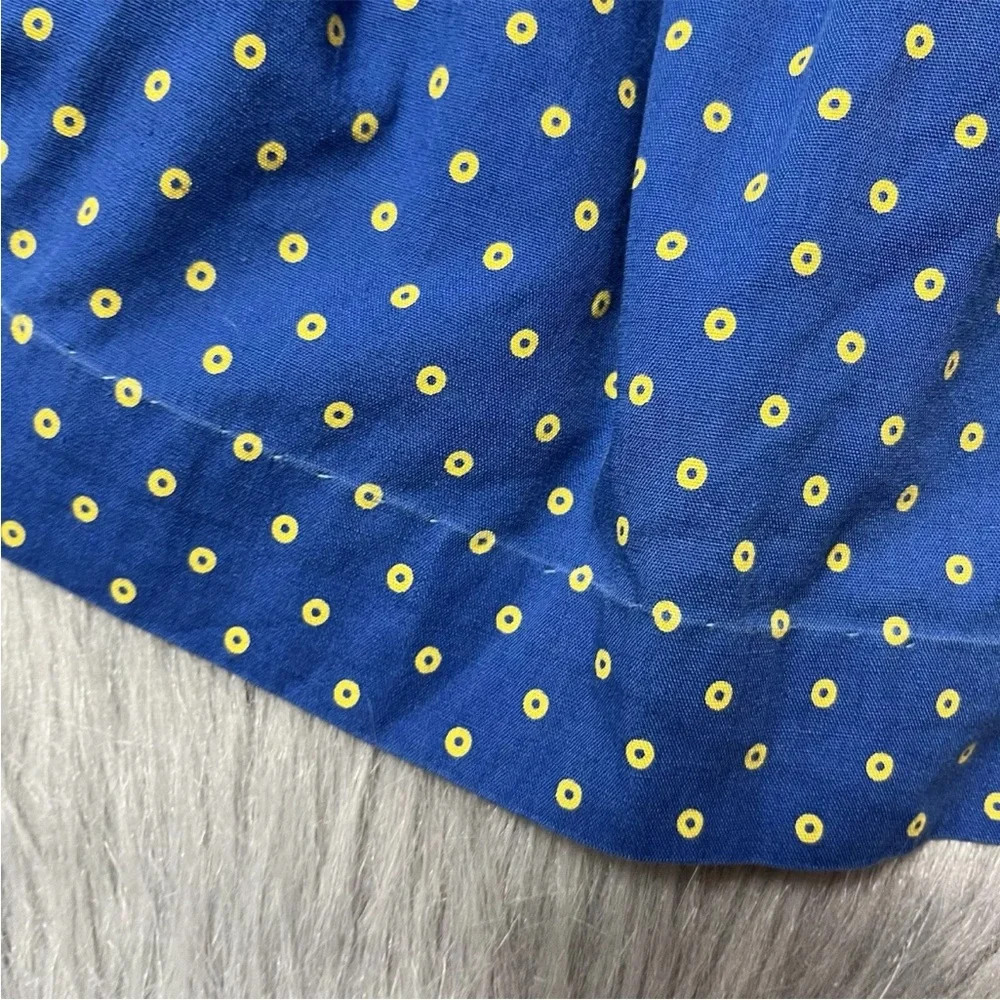 Vintage 1950s Toddler Girls Blue Yellow Tie Back Dot Dress
